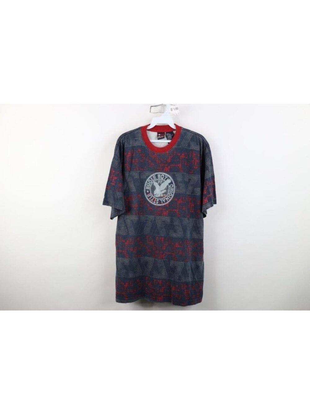 Vintage 90s Y2K Bugle Boy Mens Large Faded Eagle All Over Print T-Shirt AOP